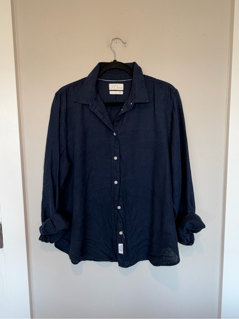 J. Crew Women's Navy Linen Button-Down Shirt